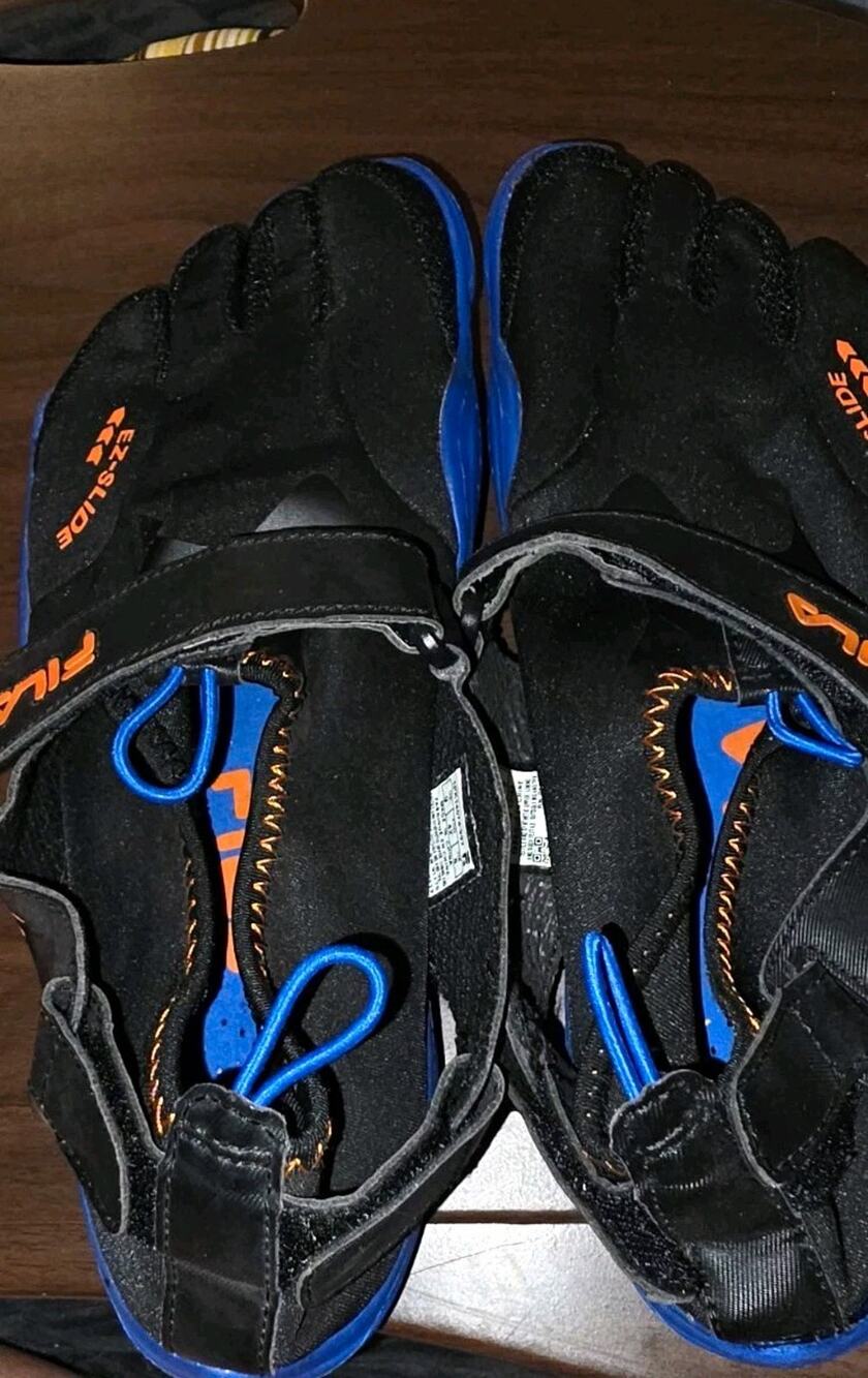 FILA Skele-Toes EZ Slide Water Shoes Black Blue Orange Barefoot Toe Shoes